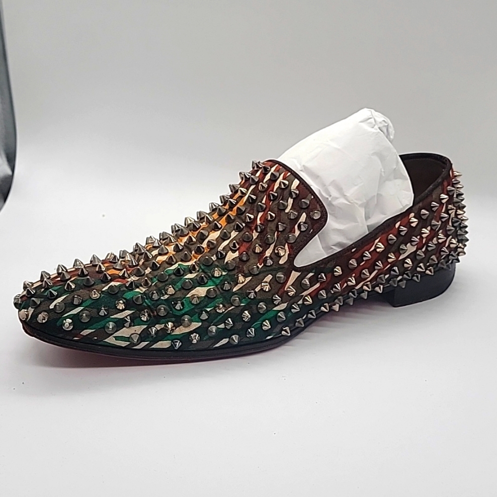 Christian Louboutin Multi-Color Studded Leather Loafers